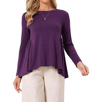 Women's Fall Winter Tops Long Sleeve Crewneck Loose Knit Shirt Dressy Casual Tunic Blouse