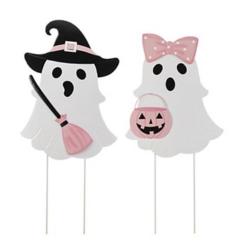 Glitzhome Set of 2 28"H Halloween Metal Ghosts Yard Stak