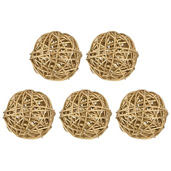 5 pc Wicker Rattan Balls, 3" Rattan Decorative Balls Vase Filler for Party Centerpiece Home Decor