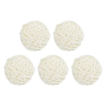 5 pc Wicker Rattan Balls, 3" Rattan Decorative Balls Vase Filler for Party Centerpiece Home Decor
