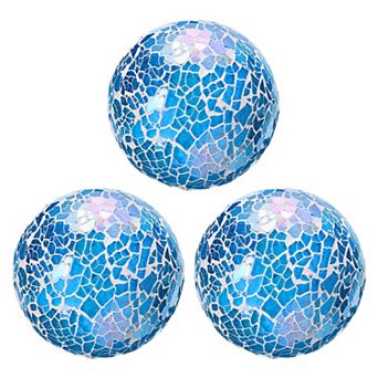 3 pc Decorative Glass Balls, 3.15 Inch Orbs Centerpiece Balls Mosaic Glass Ball Sphere for Decor
