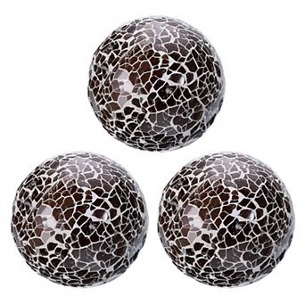 3 pc Decorative Glass Balls, 3.15 Inch Orbs Centerpiece Balls Mosaic Glass Ball Sphere for Decor