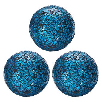 3 pc Decorative Glass Balls, 3.15 Inch Orbs Centerpiece Balls Mosaic Glass Ball Sphere for Decor