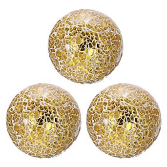 3 pc Decorative Glass Balls, 3.15 Inch Orbs Centerpiece Balls Mosaic Glass Ball Sphere for Decor