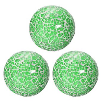 3 pc Decorative Glass Balls, 3.15 Inch Orbs Centerpiece Balls Mosaic Glass Ball Sphere for Decor