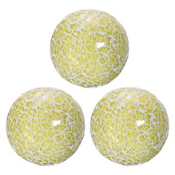 3 pc Decorative Glass Balls, 3.15 Inch Orbs Centerpiece Balls Mosaic Glass Ball Sphere for Decor