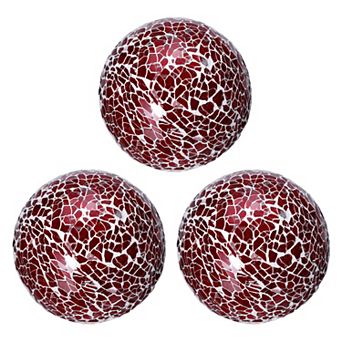 3 pc Decorative Glass Balls, 3.15 Inch Orbs Centerpiece Balls Mosaic Glass Ball Sphere for Decor
