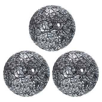 3 pc Decorative Glass Balls, 3.15 Inch Orbs Centerpiece Balls Mosaic Glass Ball Sphere for Decor