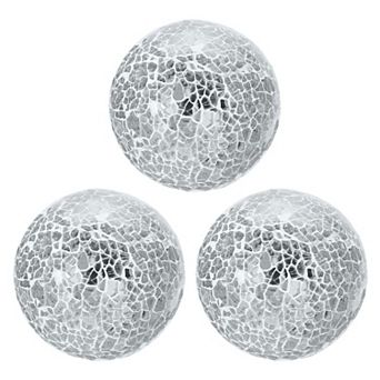 3 pc Decorative Glass Balls, 3.15 Inch Orbs Centerpiece Balls Mosaic Glass Ball Sphere for Decor