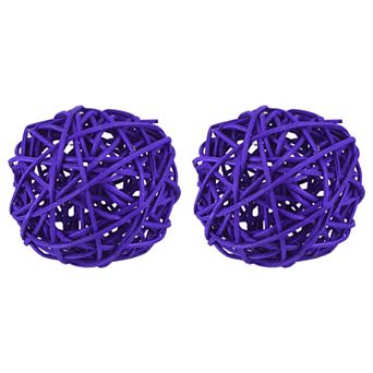 2 pc Wicker Rattan Balls, 3" Rattan Decorative Balls Vase Filler for Party Centerpiece Home Decor