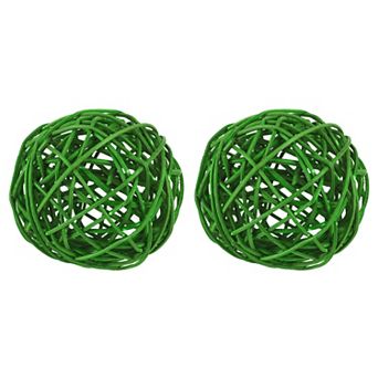 2 pc Wicker Rattan Balls, 3" Rattan Decorative Balls Vase Filler for Party Centerpiece Home Decor