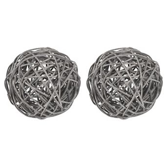 2 pc Wicker Rattan Balls, 3" Rattan Decorative Balls Vase Filler for Party Centerpiece Home Decor