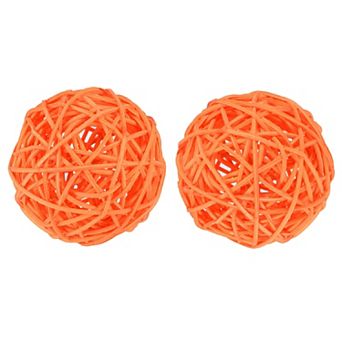 2 pc Wicker Rattan Balls, 3" Rattan Decorative Balls Vase Filler for Party Centerpiece Home Decor