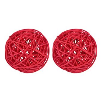 2 pc Wicker Rattan Balls, 3" Rattan Decorative Balls Vase Filler for Party Centerpiece Home Decor