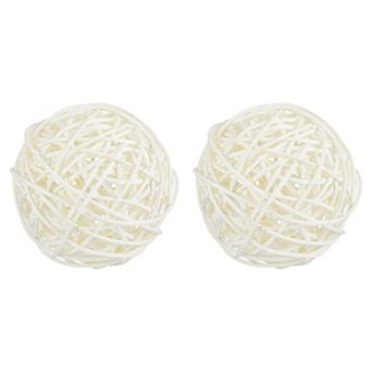 2 pc Wicker Rattan Balls, 3" Rattan Decorative Balls Vase Filler for Party Centerpiece Home Decor