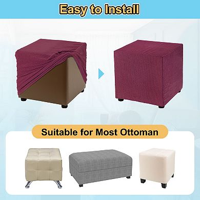 Stretch Stool Cover Rectangular Oversized Square Stools Slipcover with Elastic 1 Pcs