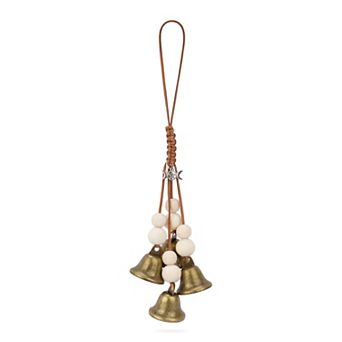 Bells Rattan Wreath Wall Hanging - Metal Decorative Hanging Bells with Natural Twig Garland
