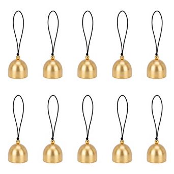 Vintage Brass Bells for Crafts 10 Pack Decorative Hanging Bells with Twine Rope, Chime Making Decor