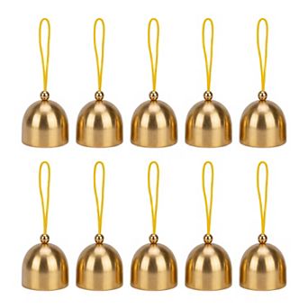 Vintage Brass Bells for Crafts 10 Pack Decorative Hanging Bells with Twine Rope, Chime Making Decor