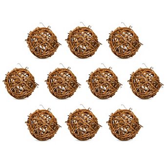 Decorative Rattan Balls 10 Pack Natural Wicker Spheres Orbs Centerpiece Vase Filler Craft Ornaments