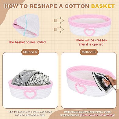 Rectangular Rope Basket, Small Woven Baskets for Organizing for Shelf Storage Home Bedroom Decor