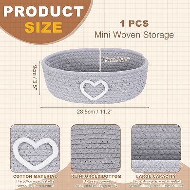Rectangular Rope Basket, Small Woven Baskets for Organizing for Shelf Storage Home Bedroom Decor