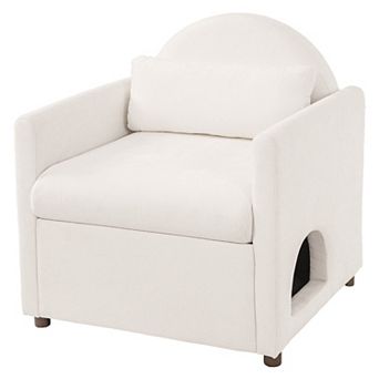 KWPZQEB Pet Friendly Accent Chair, Modern Upholstered Armchair with Hidden Pet Nook for Living Room