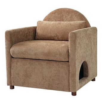 KWPZQEB Pet Friendly Accent Chair, Modern Upholstered Armchair with Hidden Pet Nook for Living Room