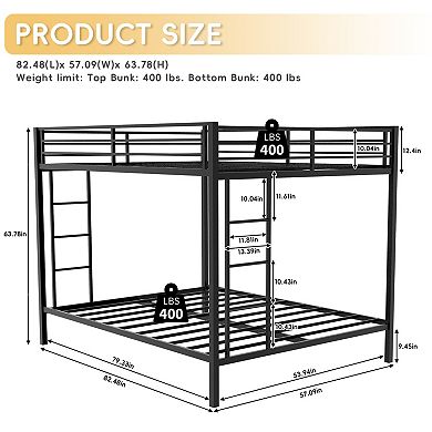 GOODSILO Sturdy Metal Frame Bunk Bed with Dual Sleeping Areas for Space Saving