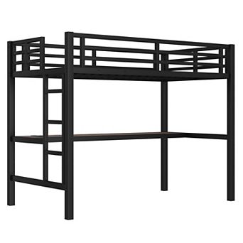 GOODSILO Loft Bed with Built-in Desk USB Charging Station and LED Lighting