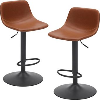 Adjustable Bar Stools Set of 2, With Back Support Counter, Pu Leather Bar Stool, for Kitchen Island