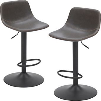 Adjustable Bar Stools Set of 2, With Back Support Counter, Pu Leather Bar Stool, for Kitchen Island