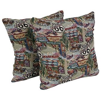Blazing Needles Tapestry Throw Pillows with Inserts (Set of 2)