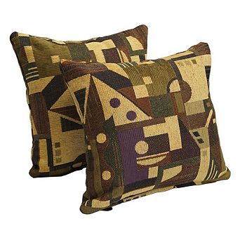 Blazing Needles Tapestry Throw Pillows with Inserts (Set of 2)