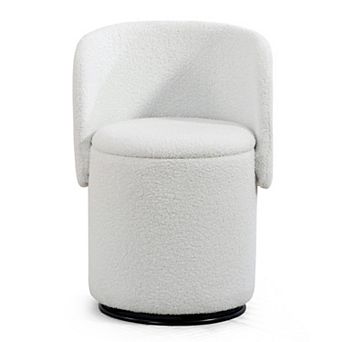 Modern Swivel Ottoman Vanity Chair, 360° Swivel Vanity Stool, with Storage, for Bedroom Living Room
