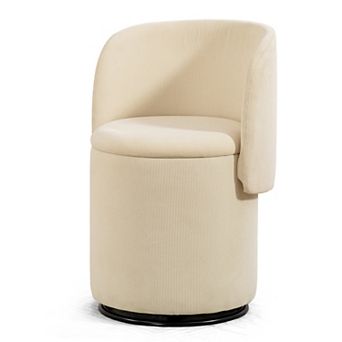 Modern Swivel Ottoman Vanity Chair, 360° Swivel Vanity Stool, with Storage, for Bedroom Living Room