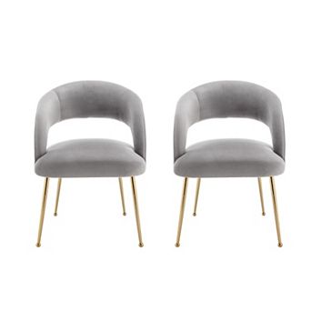 SEYNAR Mid Century Modern Velvet Upolstered Open-Back Dining Chairs