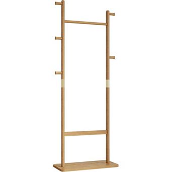 Coat Rack Freestanding Heavy Duty, with 2 Storage Shelves and 5 Hooks, Standing Hat Rack