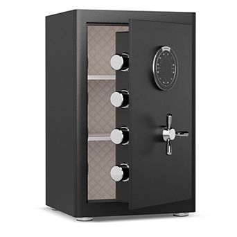 2.0 Cu Heavy-Duty Steel Security Safe, 3 Unlocking Methods, with Fireproof Document Bag, Dual Alarm