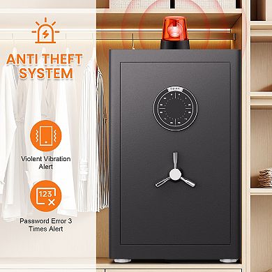 2.0 Cu Heavy-Duty Steel Security Safe, 3 Unlocking Methods, with Fireproof Document Bag, Dual Alarm