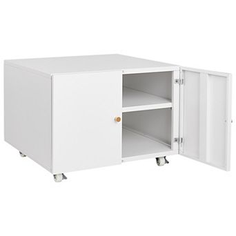 Metal Printer Stand with Storage, Adjustable Shelf File Cabinet on Wheels, for Home Office