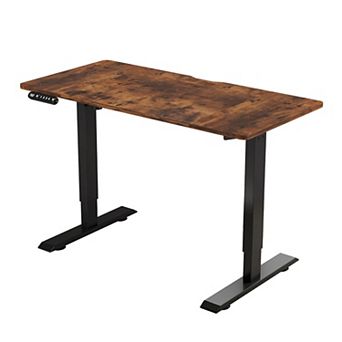 Electric Standing Desk, with 4 Height Position Memory, Preset Splice Wood Board Metal Frame