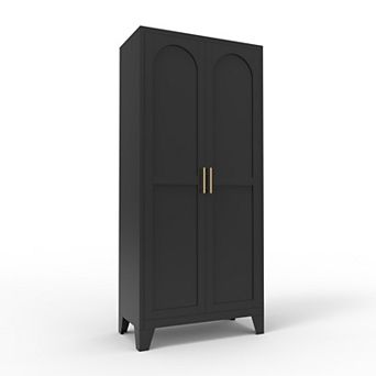 Metal Storage Cabinet, with 2 Doors and Adjustable Shelves, Kitchen Pantry for Food - Black