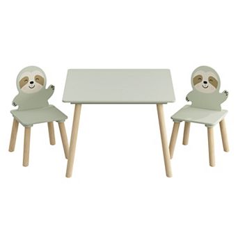 3 pc Kids Table and Chairs Set, Sloth Chairs, Activity Play Table Set, for Study, Drawing, Play
