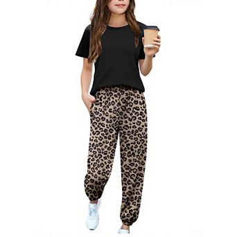 Arshiner Girls Piece Outfits Short Sleeve Pullover Sweatshirt And Sweatpants With Pockets Track