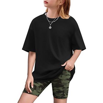 Arshiner Girls Drop Shoulder Tee & Biker Shorts 2 pc Summer Set