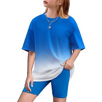 Arshiner Girls Drop Shoulder Tee & Biker Shorts 2 pc Summer Set
