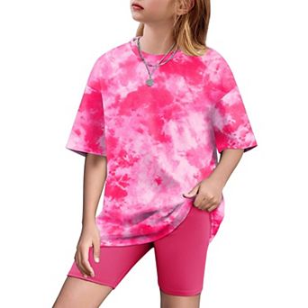 Arshiner Girls Drop Shoulder Tee & Biker Shorts 2 pc Summer Set