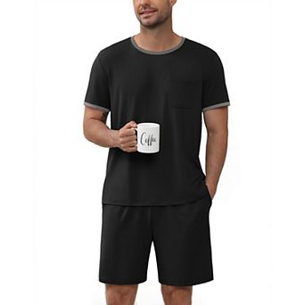 Ekouaer Mens Pajamas Sets Shorts Soft Pjs Moisture Wicking Summer Sleepwear Casual Lounge