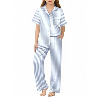 Arshiner Girls Pajamas Silk Satin Button Down Pajamas Piece Short Sleeve Sleepwear Set